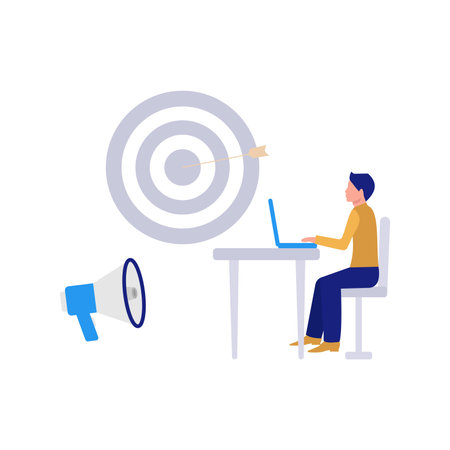 The boy is using laptop.のイラスト素材