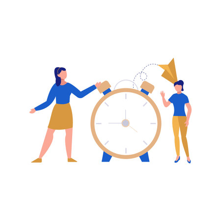 The girls talking about alarm clockのイラスト素材