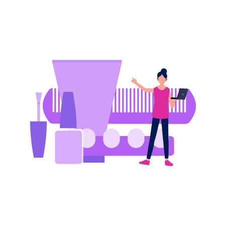 The girl is buying online makeup products.のイラスト素材