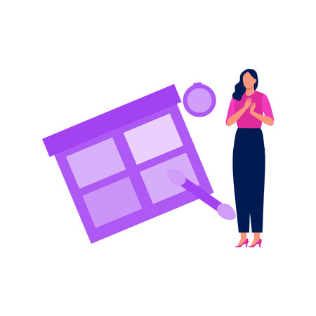 Girl showing contour palette.のイラスト素材