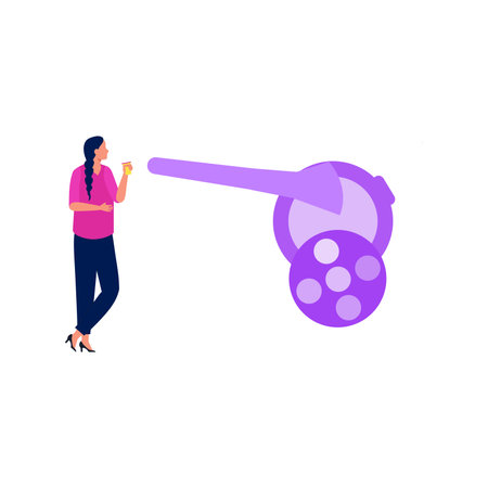 The girl is looking at the beauty products.のイラスト素材