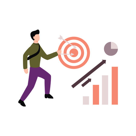 The boy is working hard to reach the goal.のイラスト素材