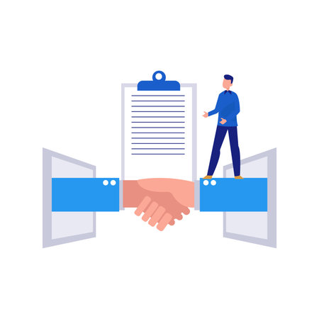 The boy is showing business partnership.のイラスト素材