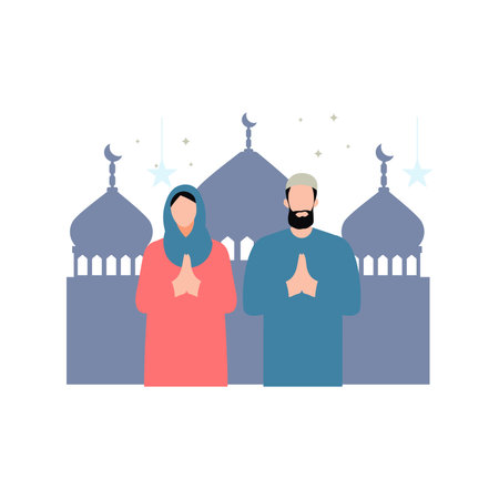 A couple is praying.のイラスト素材