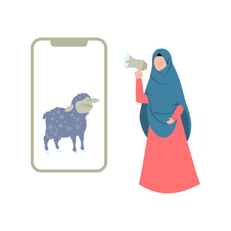 The girl is announcing something.のイラスト素材