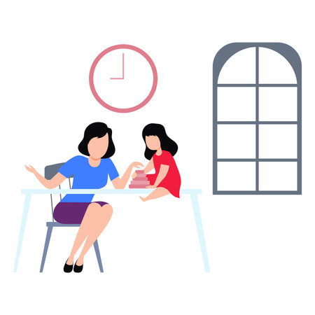 A girl and a child are playing together.のイラスト素材