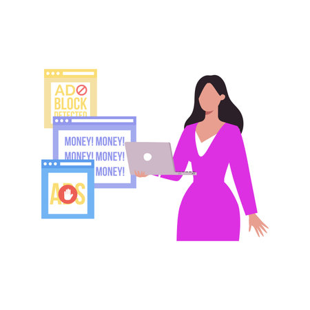 The female is working on laptop.のイラスト素材