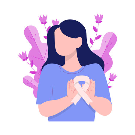 The woman is holding a white ribbonのイラスト素材