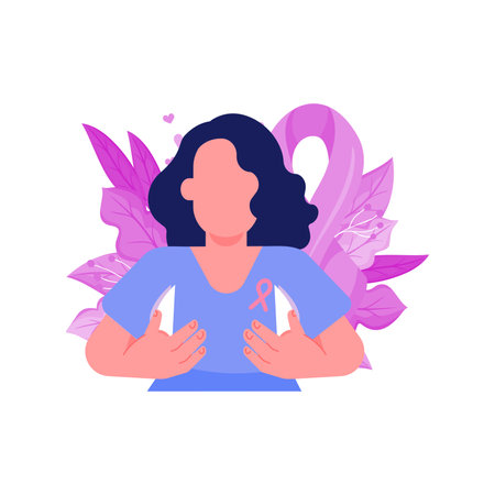 A girl talks about breast cancer care.のイラスト素材