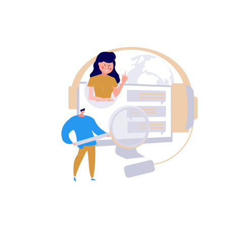 Guy looking for online business.のイラスト素材