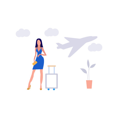 The girl is ready for a business trip.のイラスト素材