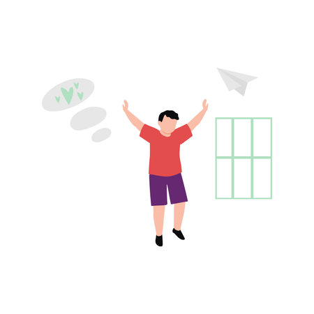 The boy is happy.のイラスト素材