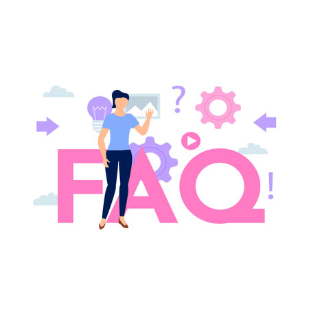 Girl giving idea to get information from FAQ.のイラスト素材