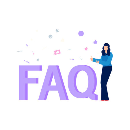 The girl is showing FAQ sign.のイラスト素材