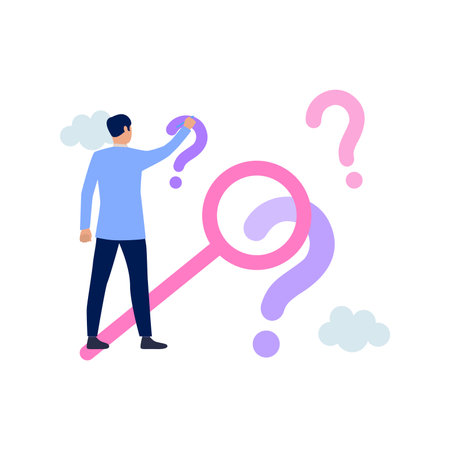 The boy is searching.のイラスト素材