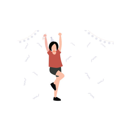 The girl is dancing.のイラスト素材