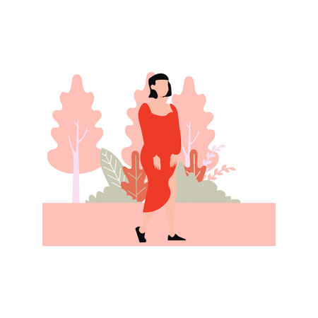 The girl is wearing a nice dress.のイラスト素材