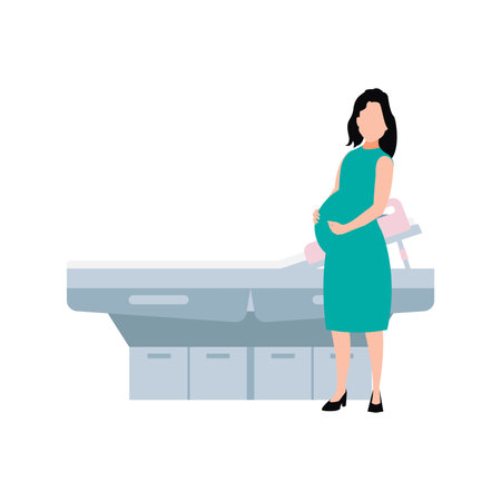 The pregnant lady is standing.のイラスト素材