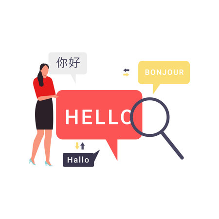 The girl is showing text translator.のイラスト素材