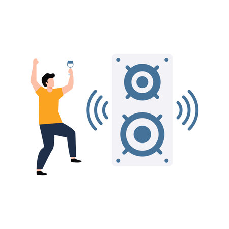 Boy holding a glass of wine and dancing.のイラスト素材