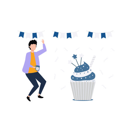 The boy is having party.のイラスト素材