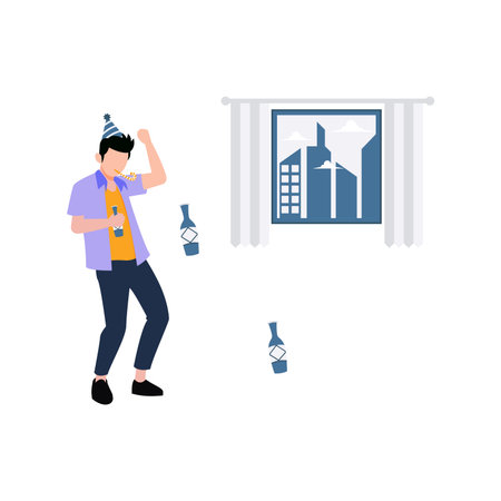 The boy is having a party.のイラスト素材