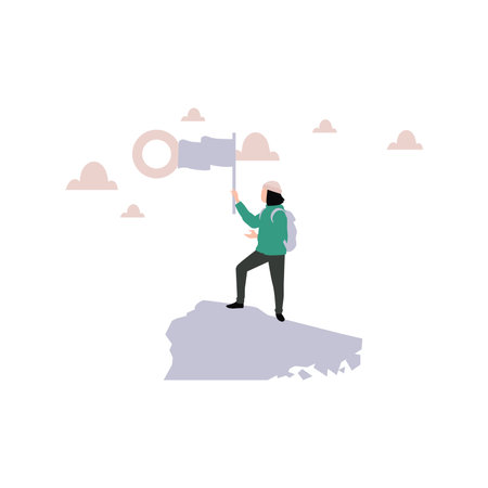 A tourist holding a flag.のイラスト素材