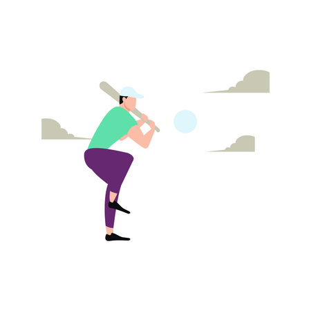 The boy is playing baseball.のイラスト素材