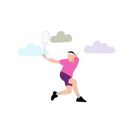 The boy is playing badminton.のイラスト素材
