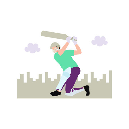 The player is playing cricket in the playground.