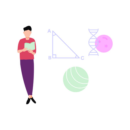 Boy is learning from book.のイラスト素材