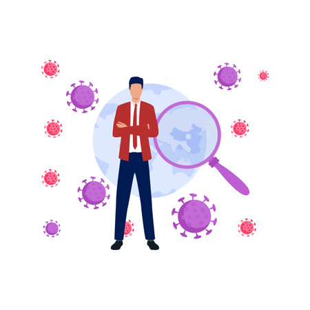 The boy is standing.のイラスト素材