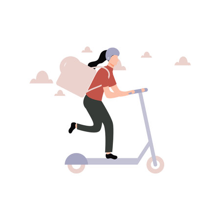 The girl is delivering the parcel.のイラスト素材