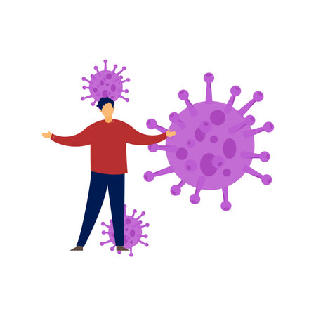 The boy is showing the outbreak of virus.のイラスト素材