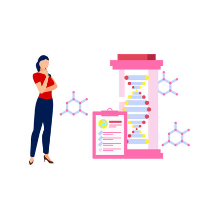 The girl is thinking about the DNA report.のイラスト素材