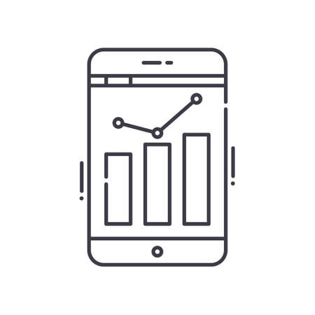 Analytical application icon, linear isolated illustration, thin line vector, web design sign, outline concept symbol with editable stroke on white background.のイラスト素材