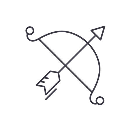 Archery icon, linear isolated illustration, thin line vector, web design sign, outline concept symbol with editable stroke on white background.のイラスト素材