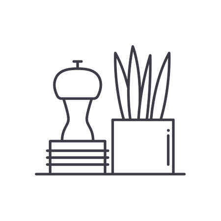 Seasoning concept icon, linear isolated illustration, thin line vector, web design sign, outline concept symbol with editable stroke on white background.のイラスト素材