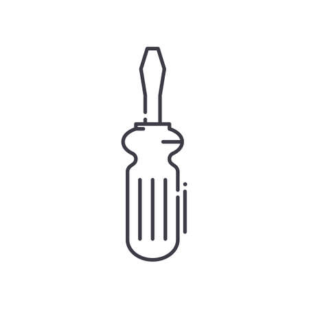 Screwdriver concept icon, linear isolated illustration, thin line vector, web design sign, outline concept symbol with editable stroke on white background.のイラスト素材