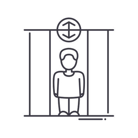 Building lift icon, linear isolated illustration, thin line vector, web design sign, outline concept symbol with editable stroke on white background.のイラスト素材