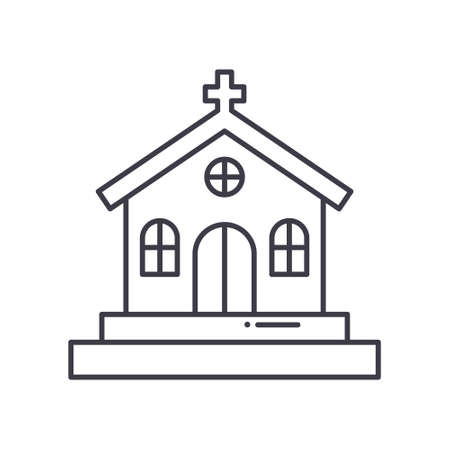 Temple icon, linear isolated illustration, thin line vector, web design sign, outline concept symbol with editable stroke on white background.のイラスト素材