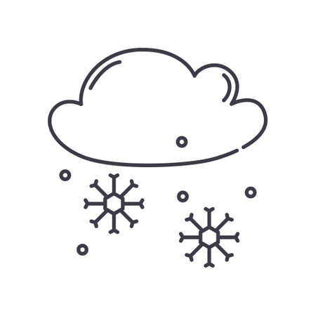 Snowing icon, linear isolated illustration, thin line vector, web design sign, outline concept symbol with editable stroke on white background.のイラスト素材