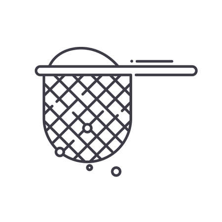 Kitchen colander icon, linear isolated illustration, thin line vector, web design sign, outline concept symbol with editable stroke on white background.のイラスト素材