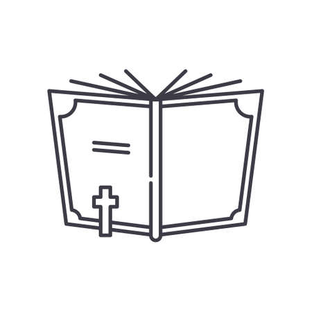 Read scripture icon, linear isolated illustration, thin line vector, web design sign, outline concept symbol with editable stroke on white background.のイラスト素材
