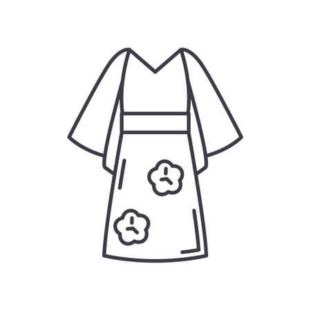 Yukata icon, linear isolated illustration, thin line vector, web design sign, outline concept symbol with editable stroke on white background.のイラスト素材
