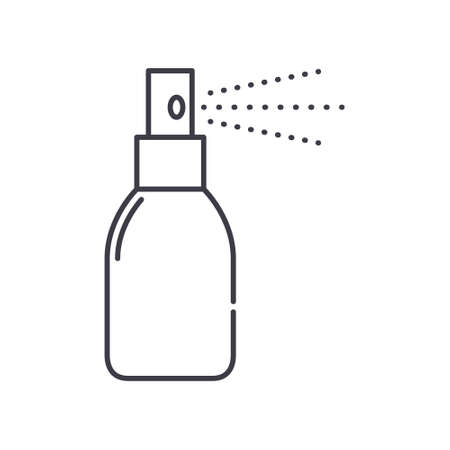 Spray icon, linear isolated illustration, thin line vector, web design sign, outline concept symbol with editable stroke on white background.のイラスト素材