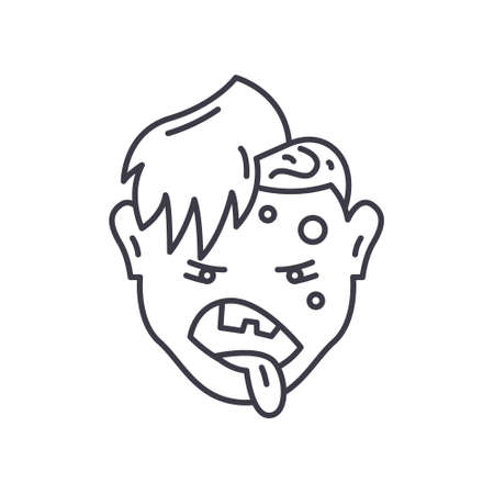 Zombie icon, linear isolated illustration, thin line vector, web design sign, outline concept symbol with editable stroke on white background.のイラスト素材