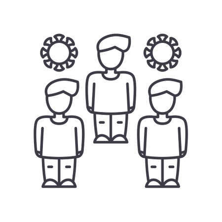 Covid pandemic icon, linear isolated illustration, thin line vector, web design sign, outline concept symbol with editable stroke on white background.のイラスト素材