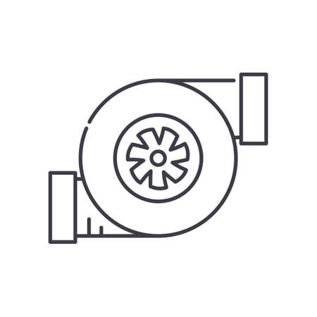 Turbocharger icon, linear isolated illustration, thin line vector, web design sign, outline concept symbol with editable stroke on white background.のイラスト素材