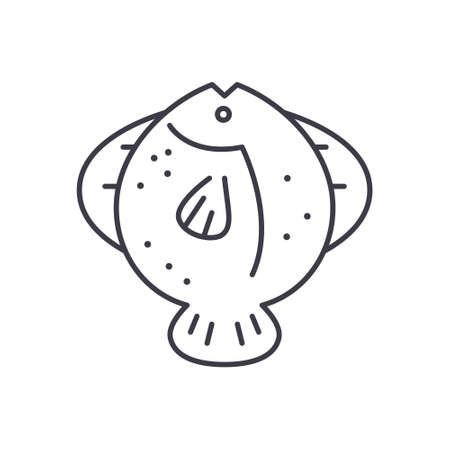 Turbot icon, linear isolated illustration, thin line vector, web design sign, outline concept symbol with editable stroke on white background.のイラスト素材